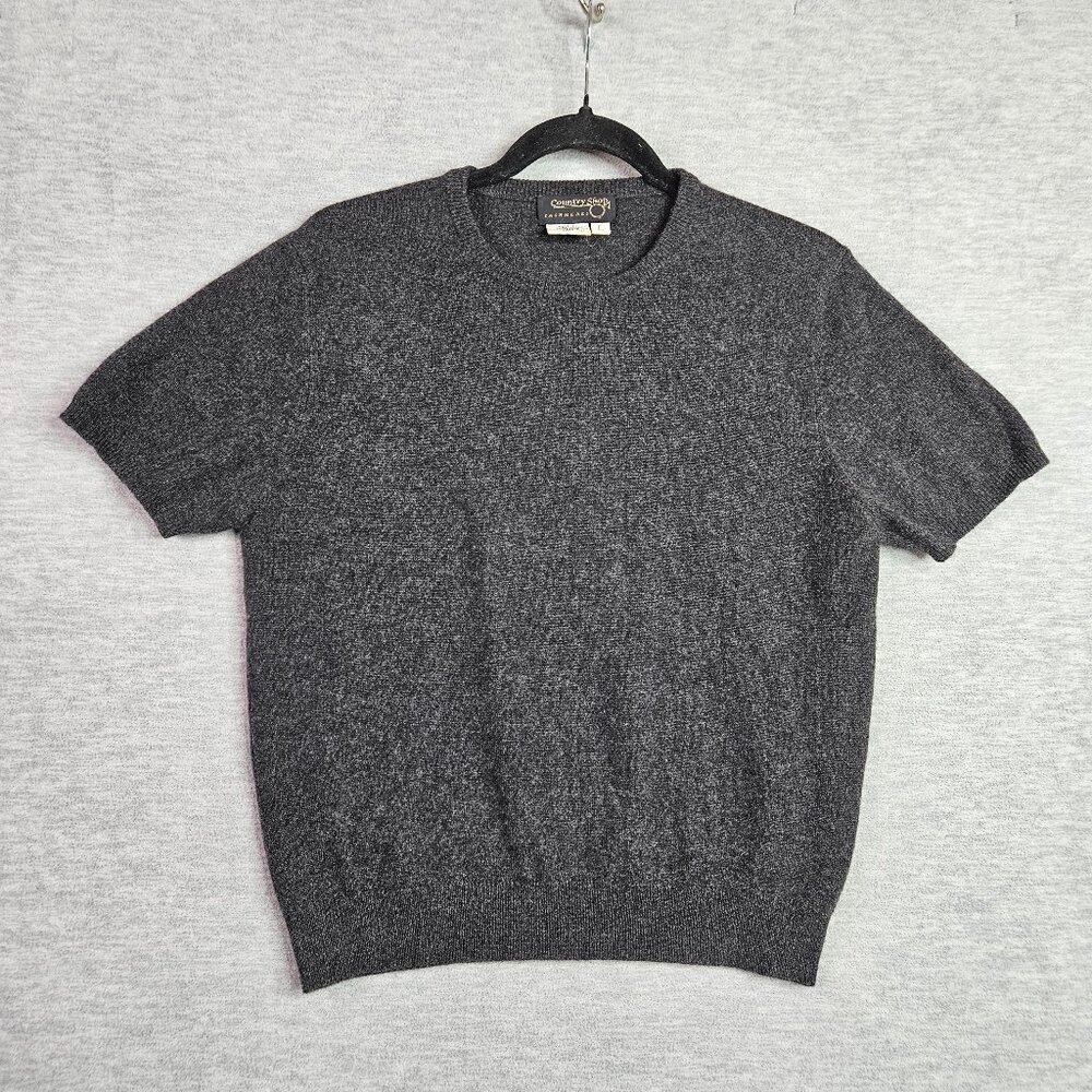 Country Shop Cashmeres Women's Dark Grey Crew Neck Short Sleeve Sweater Sz L